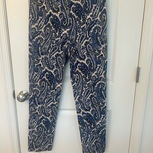 Diane Von Furstenberg Blue and White Paisley Pants Size 6